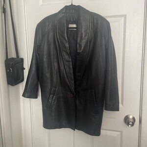Marc by Andrew Marc Black Vintage Leather trench coat - 6